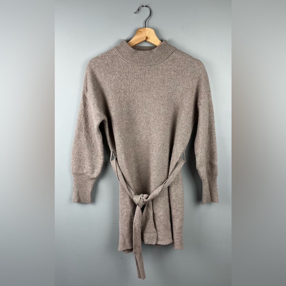 Dynamite Taupe Knit Mock neck Wrap Sweater